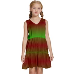 Ombre Green And Red Kids  Sleeveless Tiered Mini Dress