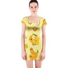 Banana Cichlid Short Sleeve Bodycon Dress