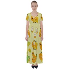 Banana Cichlid High Waist Short Sleeve Maxi Dress by artworkshop