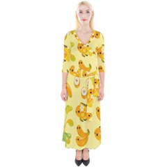 Banana Cichlid Quarter Sleeve Wrap Maxi Dress