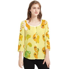 Banana Cichlid Chiffon Quarter Sleeve Blouse