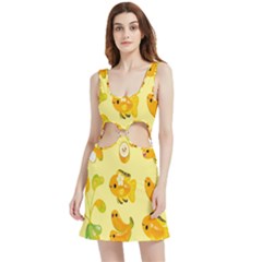 Banana Cichlid Velvet Cutout Dress