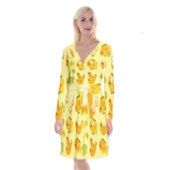 Banana Cichlid Long Sleeve Velvet Front Wrap Dress by artworkshop