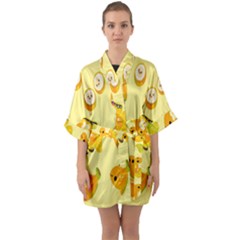 Banana Cichlid Half Sleeve Satin Kimono  by artworkshop