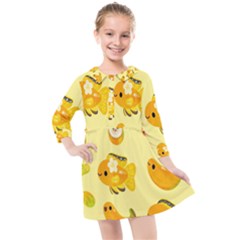 Banana Cichlid Kids  Quarter Sleeve Shirt Dress by artworkshop