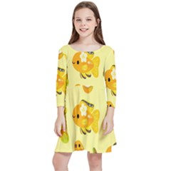 Banana Cichlid Kids  Quarter Sleeve Skater Dress by artworkshop