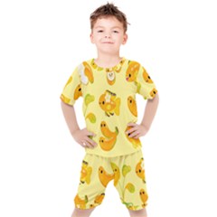 Banana Cichlid Kids  Tee And Shorts Set by artworkshop