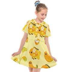 Banana Cichlid Kids  Short Sleeve Shirt Dress by artworkshop