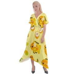 Banana Cichlid Cross Front Sharkbite Hem Maxi Dress by artworkshop