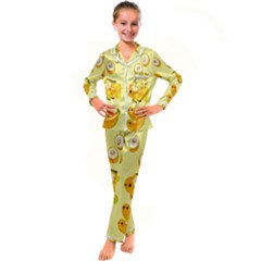 Banana Cichlid Kid s Satin Long Sleeve Pajamas Set