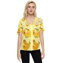 Banana Cichlid Bow Sleeve Button Up Top