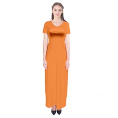 Orange Short Sleeve Maxi Dress by FunDressesShop