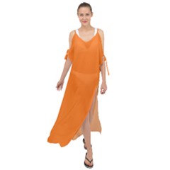 Orange Maxi Chiffon Cover Up Dress by FunDressesShop