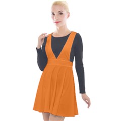 Orange Plunge Pinafore Velour Dress