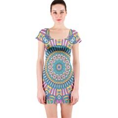 Mandala 01 Short Sleeve Bodycon Dress by zappwaits