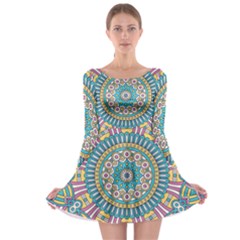 Mandala 01 Long Sleeve Skater Dress by zappwaits