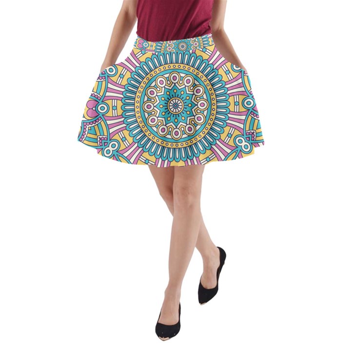 Mandala 01 A-Line Pocket Skirt