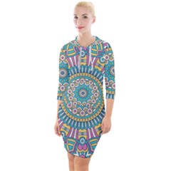 Mandala 01 Quarter Sleeve Hood Bodycon Dress by zappwaits