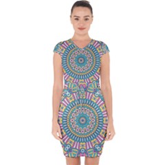 Mandala 01 Capsleeve Drawstring Dress  by zappwaits