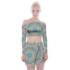 Mandala 01 Off Shoulder Top With Mini Skirt Set by zappwaits