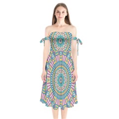 Mandala 01 Shoulder Tie Bardot Midi Dress by zappwaits