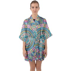 Mandala 01 Half Sleeve Satin Kimono  by zappwaits