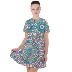 Mandala 01 Short Sleeve Shoulder Cut Out Dress  by zappwaits