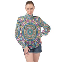 Mandala 01 High Neck Long Sleeve Chiffon Top by zappwaits