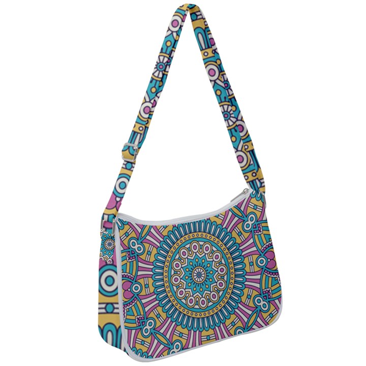 Mandala 01 Zip Up Shoulder Bag