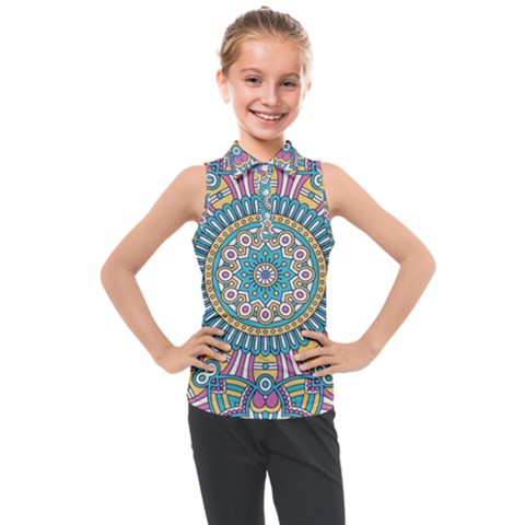 Mandala 01 Kids  Sleeveless Polo Tee by zappwaits