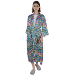 Mandala 01 Maxi Satin Kimono by zappwaits