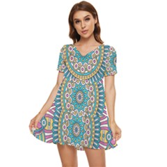 Mandala 01 Tiered Short Sleeve Babydoll Dress by zappwaits