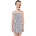 Black And White Hello Text Motif Random Pattern Kids  Summer Sun Dress View1