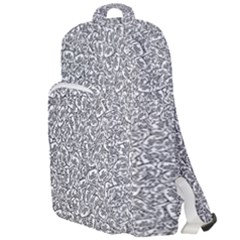 Black And White Hello Text Motif Random Pattern Double Compartment Backpack by dflcprintsclothing