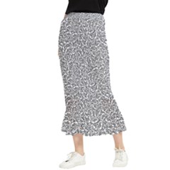 Black And White Hello Text Motif Random Pattern Maxi Fishtail Chiffon Skirt by dflcprintsclothing