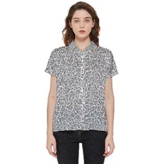 Black And White Hello Text Motif Random Pattern Short Sleeve Pocket Shirt