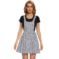 Black And White Hello Text Motif Random Pattern Apron Dress