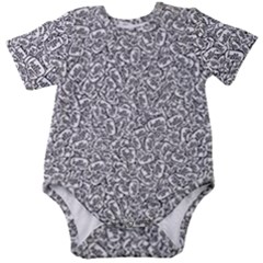 Black And White Hello Text Motif Random Pattern Baby Short Sleeve Onesie Bodysuit