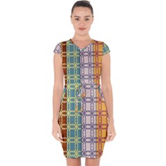 Grungy Vintage Patterns Capsleeve Drawstring Dress 