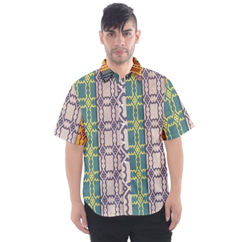 Grungy Vintage Patterns Men s Short Sleeve Shirt by artworkshop