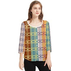 Grungy Vintage Patterns Chiffon Quarter Sleeve Blouse