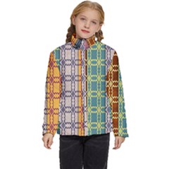 Grungy Vintage Patterns Kids  Puffer Bubble Jacket Coat