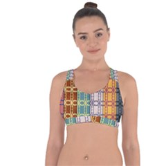 Grungy Vintage Patterns Cross String Back Sports Bra by artworkshop