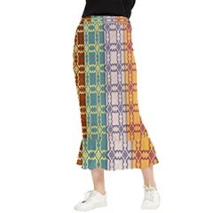 Grungy Vintage Patterns Maxi Fishtail Chiffon Skirt