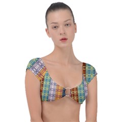 Grungy Vintage Patterns Cap Sleeve Ring Bikini Top by artworkshop