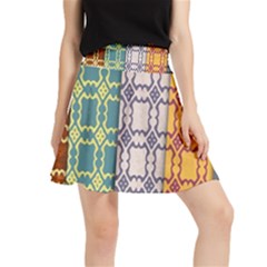 Grungy Vintage Patterns Waistband Skirt