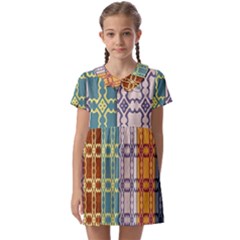 Grungy Vintage Patterns Kids  Asymmetric Collar Dress