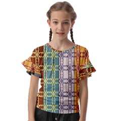 Grungy Vintage Patterns Kids  Cut Out Flutter Sleeves