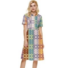 Grungy Vintage Patterns Button Top Knee Length Dress by artworkshop