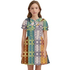 Grungy Vintage Patterns Kids  Bow Tie Puff Sleeve Dress